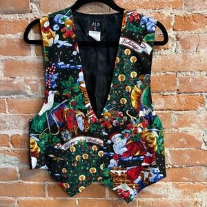 Vintage Festive Holiday Christmas Santa Vest JLN USA Women’s Medium